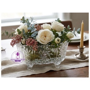 Bol patrat Cristal Bohemia cu picioruse 25 cm (61982-00001-250) 