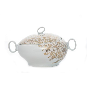 FUTURE FLORAL decor AUR Supiera cu capac portelan Bohemia 2700 ml
