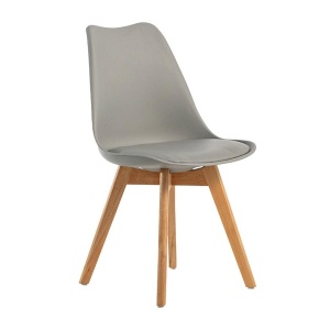 GOTLAND Scaun bucatarie/dining plastic gri – picioare lemn, sezut piele ecologica - Img 2