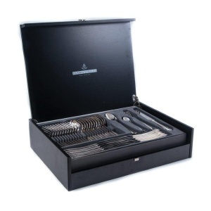 PALAZZO Set tacamuri inox placat cu argint AG 90 - 12 persoane ( 72 piese ) - Img 7