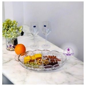 Platou oval cristal Bohemia compartimentat 40.5 cm - Img 5