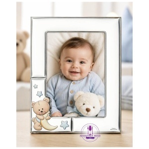 Rama foto Argint "Bebe" 13x18 cm - Ursuleti Semiluna Albastru