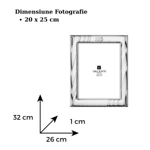 Rama Foto Argint "ROMA" 20x25 cm - cadou aniversare 25 Ani Casatorie (51077-6L)
