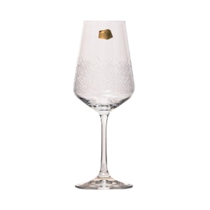 SANDRA FROZEN Set 6 pahare sticla cristalina Bohemia vin alb 350 ml - Img 2