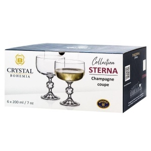 STERNA - Pahare sampanie cupa sticla cristalina Bohemia 200 ml (set 6 bucati) (91L-4S149-200) - CUTIE