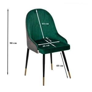 TREVISO Scaun dining catifea verde/gri – picioare metalice negre/aurii - Img 10