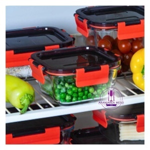 Vas termorezistent patrat cu capac plastic CLICK 0.5 L - Img 1