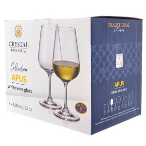 APUS Set 6 pahare sticla cristalina Bohemia vin 360 ml - Img 5