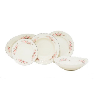 BERNADOTTE ROSE Serviciu masa portelan Bohemia cu decor trandafiri 6 persoane ( 20 piese )