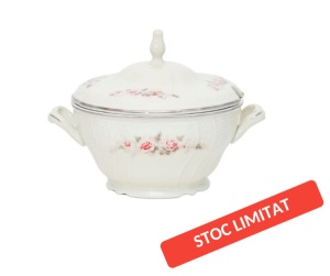 BERNADOTTE ROSE Supiera cu capac portelan Bohemia cu decor trandafiri 2500 ml