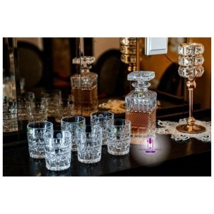 BRITTANY Pachet 12 pahare si decantor cristal Bohemia whisky - Img 3