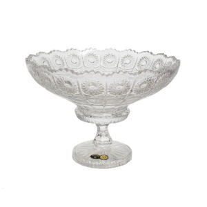 Fructiera cristal Bohemia cu picior de 25 cm - Img 2