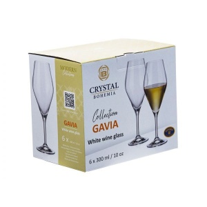 GAVIA Set 6 pahare sticla cristalina Bohemia vin alb 300 ml - Img 3