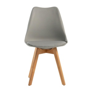 GOTLAND Scaun bucatarie/dining plastic gri – picioare lemn, sezut piele ecologica - Img 3