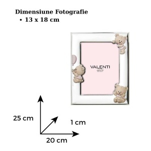 Rama foto Argint Bebe 13x18 cm Ursuleti Maro Balon Roz (73151-4LRA)