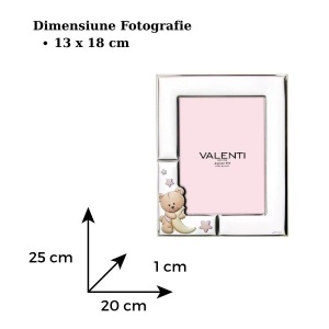 Rama foto Argint Bebe 13x18 cm Ursuleti Semiluna Roz (73155-4LRA)