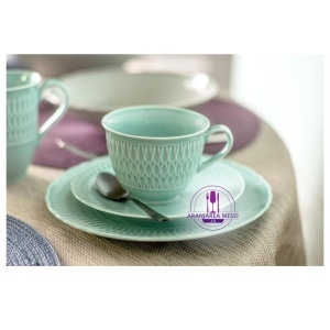 SOFIA AZURE - Serviciu de ceai - cafea portelan (6 persoane - 12 piese) (SASCF-12)