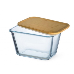 Vas termorezistent rectangular cu capac bambus 1.35 L - Img 5