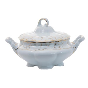 VIVIEN DECOR AUR - Supiera cu capac portelan 2800 ml