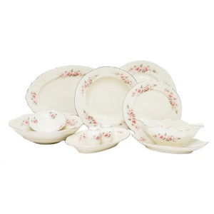 BERNADOTTE ROSE Serviciu masa portelan Bohemia decor trandafiri 12 persoane ( 44 piese )