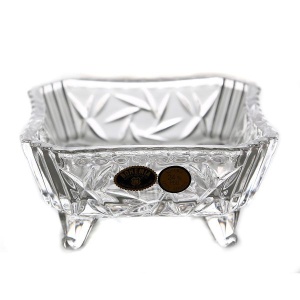 Bol patrat cristal Bohemia cu picioruse 12 cm - Img 2