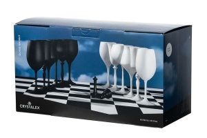 GAMBIT Set 6 pahare sticla cristalina vopsita ALB MAT - Img 5