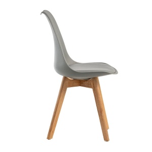 GOTLAND Scaun bucatarie/dining plastic gri – picioare lemn, sezut piele ecologica - Img 4