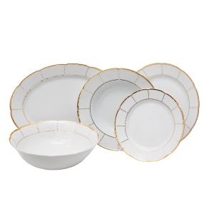 MENUET decor AUR Serviciu masa portelan Bohemia 6 persoane ( 20 piese ) - Img 2
