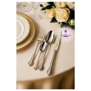 PALAZZO Set tacamuri inox placat cu argint AG 90 - 12 persoane ( 72 piese ) - Img 11