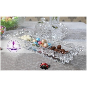 Platou cristal Bohemia compartimentat 36.5 cm - Img 2