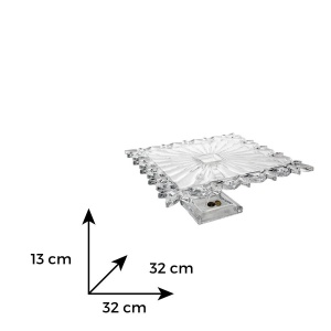 Platou tort cristal Bohemia cu picior 32 cm - Img 3