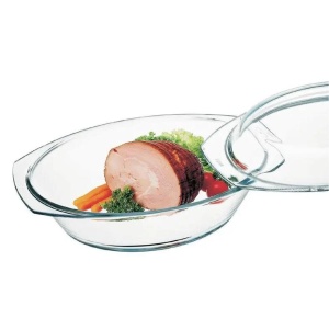 Vas sticla termorezistenta oval 2.4 l cu capac 1.2 l - Img 8