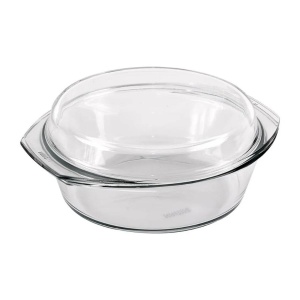 Vas sticla termorezistenta rotund 2 l cu capac 0.9 l - Img 3