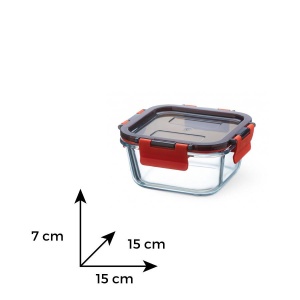 Vas termorezistent patrat cu capac plastic CLICK 0.5 L - Img 3