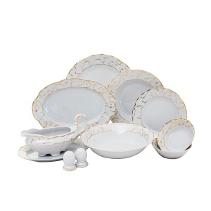 VIVIEN decor AUR Serviciu masa portelan 12 persoane ( 44 piese )