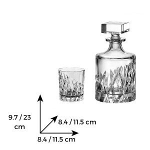 WICKER Set 6 pahare si decantor cristal Bohemia whisky - Img 3