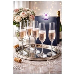 APUS Set 6 pahare sticla cristalina Bohemia sampanie flute 200 ml - Img 6