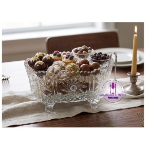 Bol patrat Cristal Bohemia cu picioruse 25 cm (61982-00001-250) 