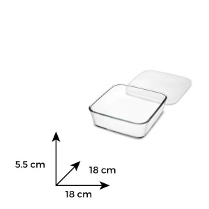 Caserola sticla termorezistenta patrata cu capac plastic 1l - Img 3