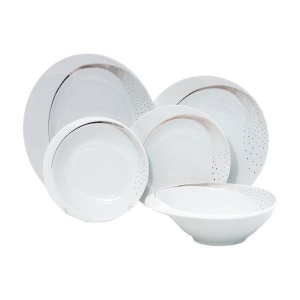 FUTURE PLATINUM Serviciu masa portelan Bohemia cu decor platina 6 persoane ( 20 piese )