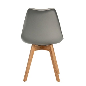 GOTLAND Scaun bucatarie/dining plastic gri – picioare lemn, sezut piele ecologica - Img 5