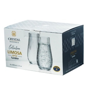 LIMOSA OPTIC Set 6 pahare sticla cristalina Bohemia apa 450 ml - Img 4