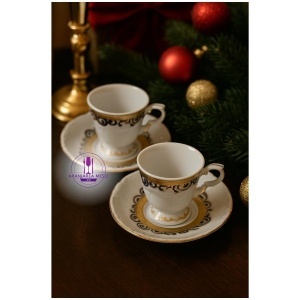 MARIE LOUISE decor AUR Serviciu cafea portelan Bohemia 6 persoane 85 ml - Img 3