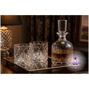 MINISTER Set 2 pahare si decantor cristal Bohemia whisky