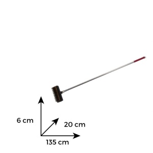 Perie metalica pentru cuptor pizza cu racleta 20*6 cm, maner inox 129 cm (BPZ 03) - Img 3