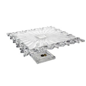 Platou tort cristal Bohemia cu picior 32 cm - Img 2