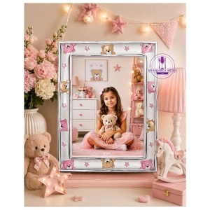 Rama foto Argint "Bebe" 13x18 cm Ursuleti Roz Noapte Buna (73180-4LRA)