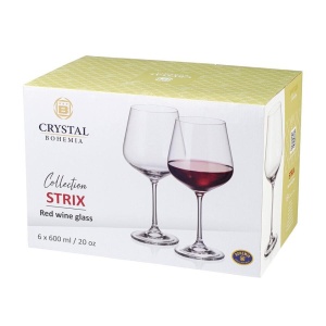 STRIX Set 6 pahare sticla cristalina Bohemia vin rosu 600 ml - Img 6