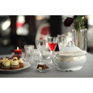 TULIP decor AUR Supiera cu capac portelan Bohemia 2500 ml
