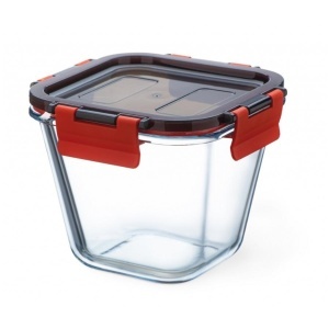 Vas termorezistent patrat cu capac plastic CLICK 0.9 L - Img 2
